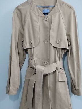 NWOT Simply Vera Vera Wang Neutral Tan Trench Coat w/ Waist Belt Size Large